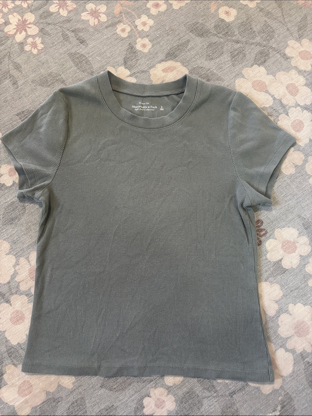 Abercrombie & Fitch Ribbed Crewneck Tee in Sage